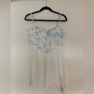 Cider Dresses | White & Blue Floral Corset Dress | Color: Blue/White | Size: S